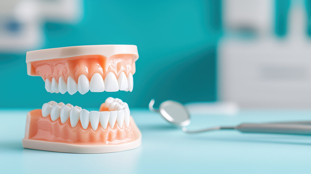 Dental Implants Model: Gum-Implant Connection in Clinical Lighting